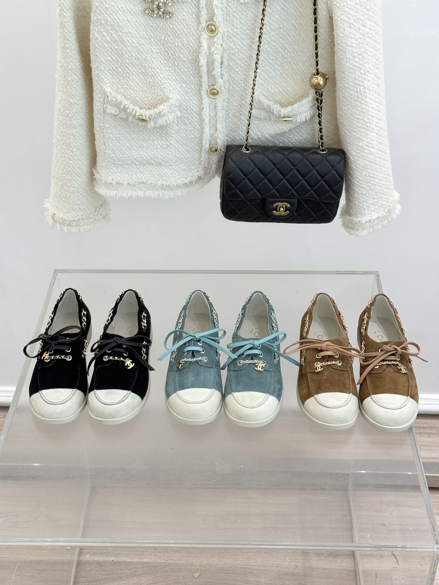 샤* 신상 배색 더블 C 체인 로퍼