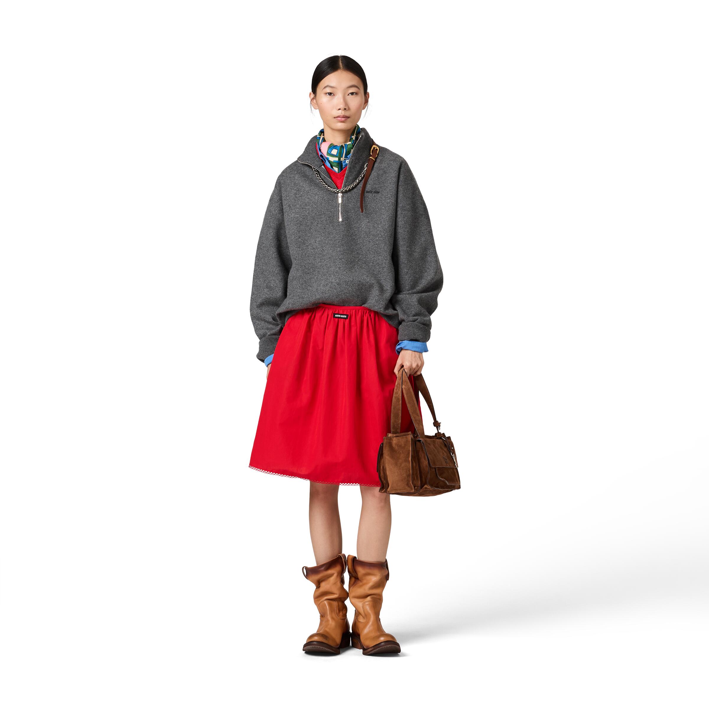 미우미우 슬러브 포플린 스커트