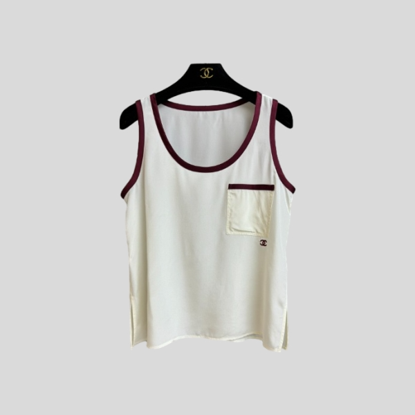 샤넬 실크 슬리브리스 탑