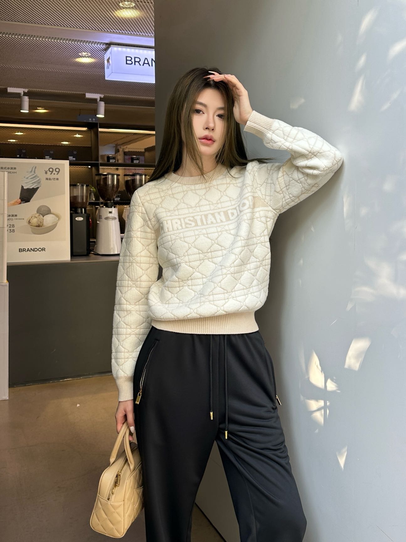 디* 25 신상 퀼팅 자카드 니트