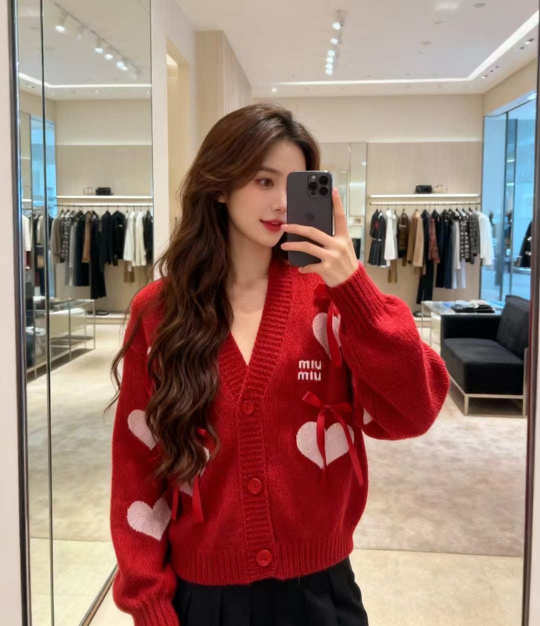 미*미* 26 신상 브이넥 리본 니트 카디건