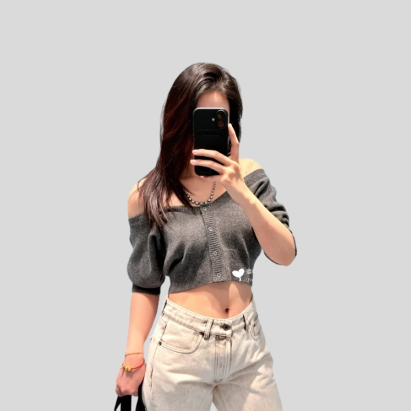 미우미우 오프숄더 니트 탑