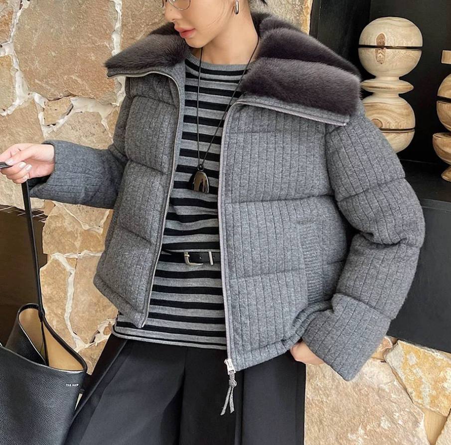 브루넬로 쿠치넬리 시어링 구스다운 패딩 가디건