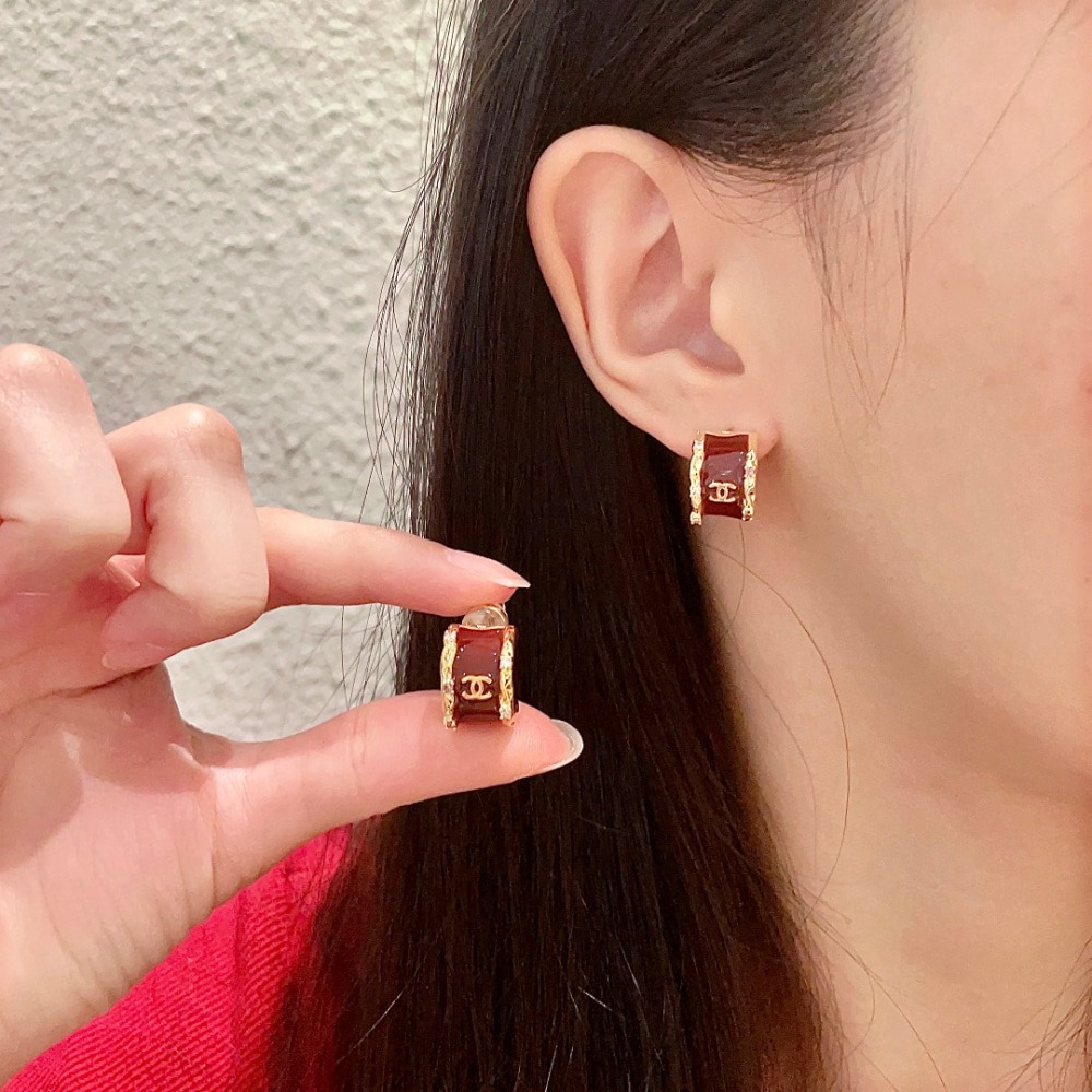 샤* CC 로고 체인 링 귀걸이 이어링