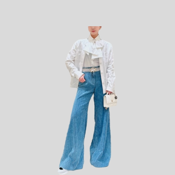 샤넬 라인스톤 코듀로이 팬츠