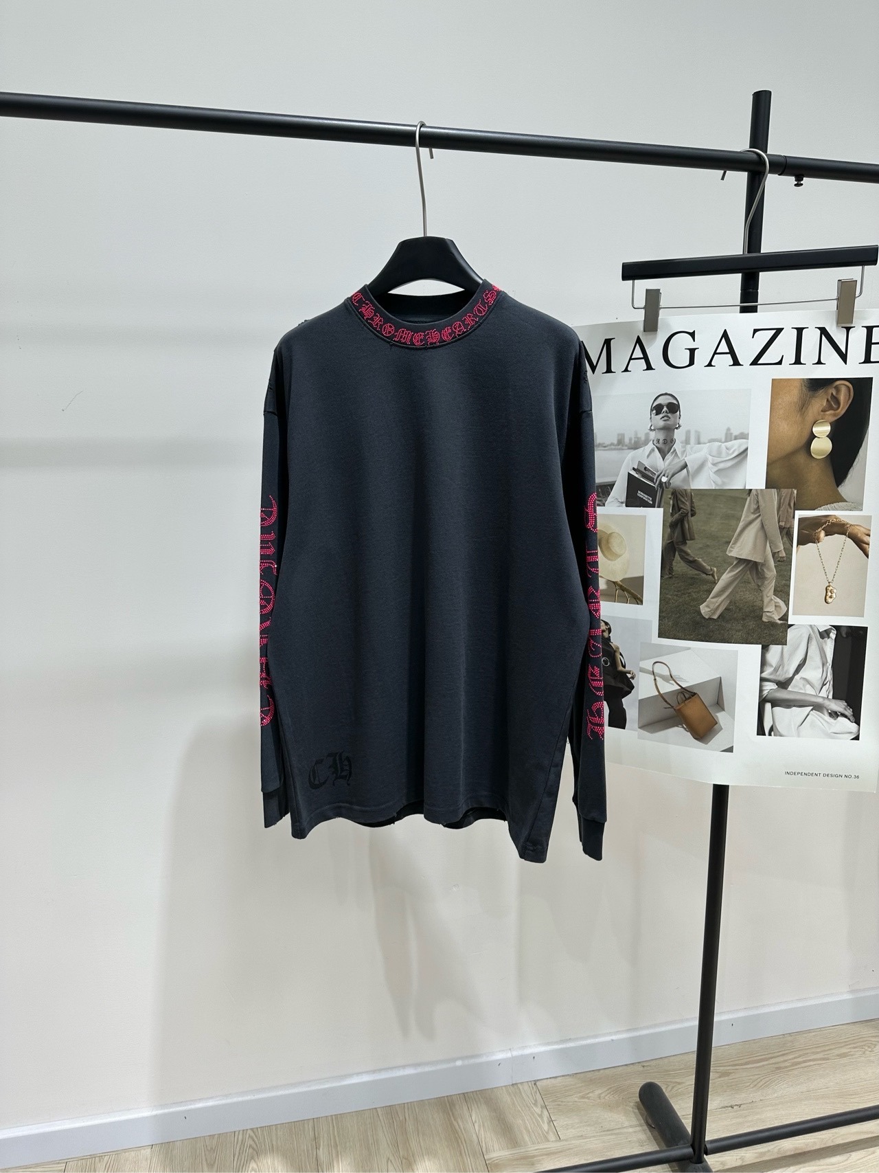 크*하츠 프린트 긴팔 티셔츠