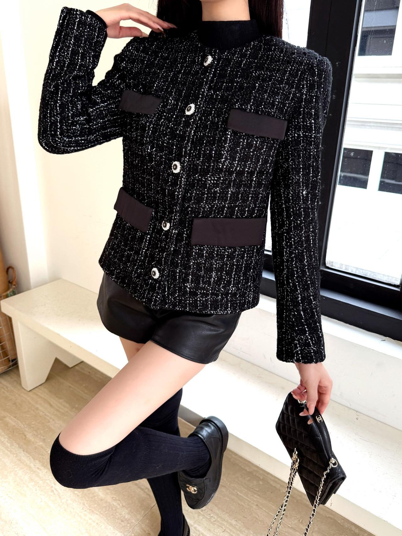 샤* 25 신상 우븐 라운드 코트