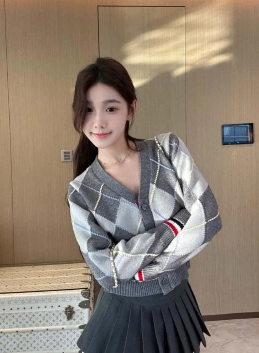 톰*라운 퀼팅 울 니트 가디건