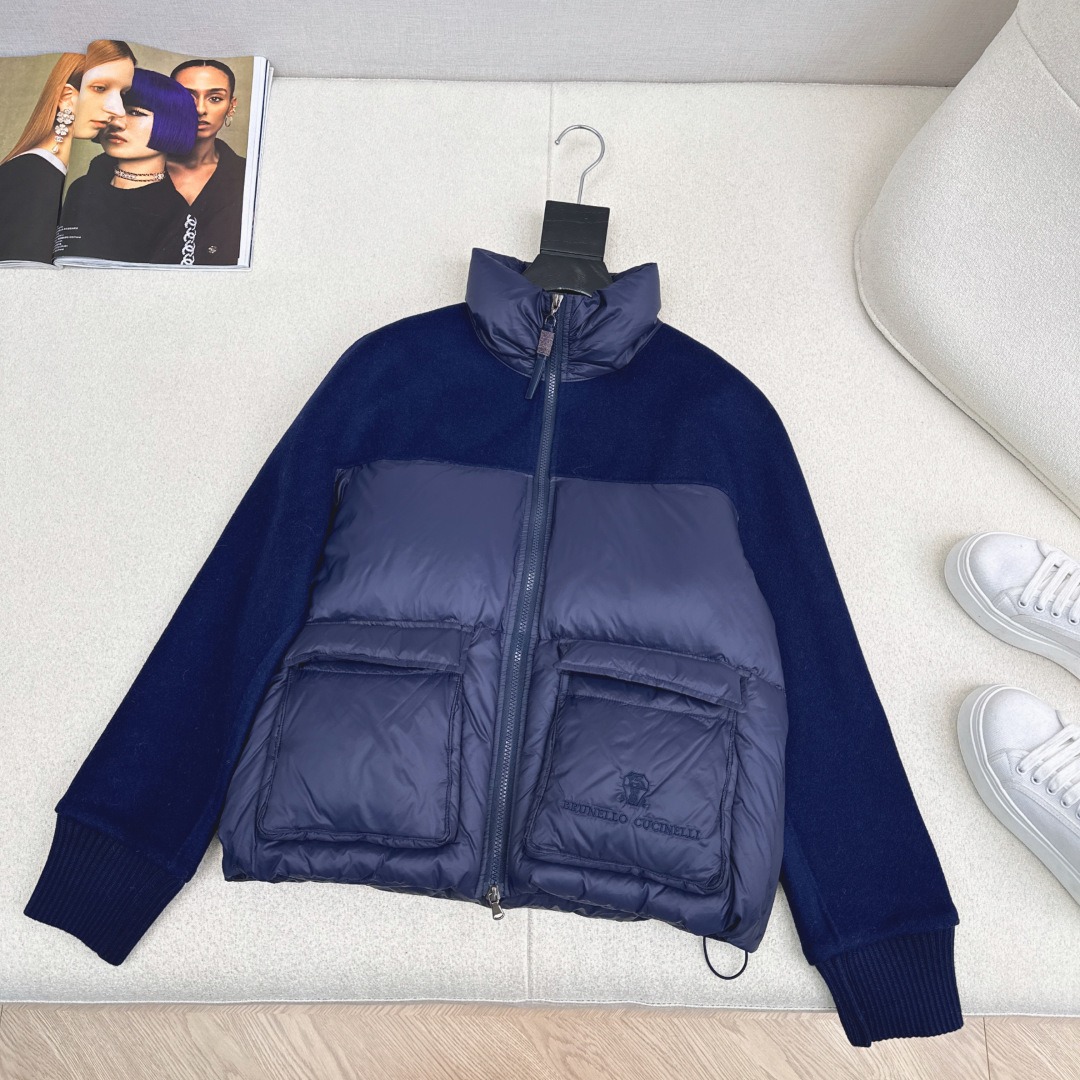 브*넬로쿠치넬리 양털 차이나 숏패딩