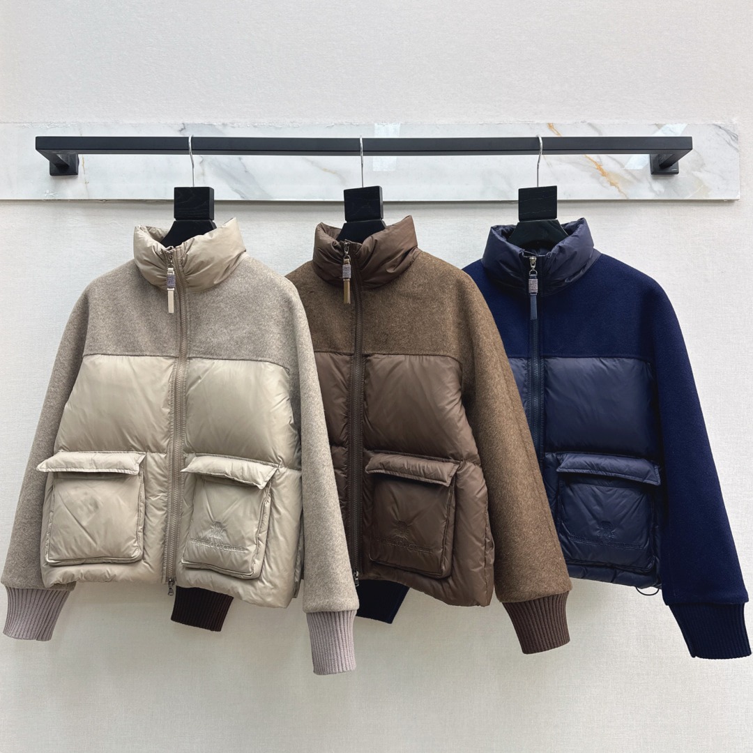 브*넬로쿠치넬리 양털 차이나 숏패딩