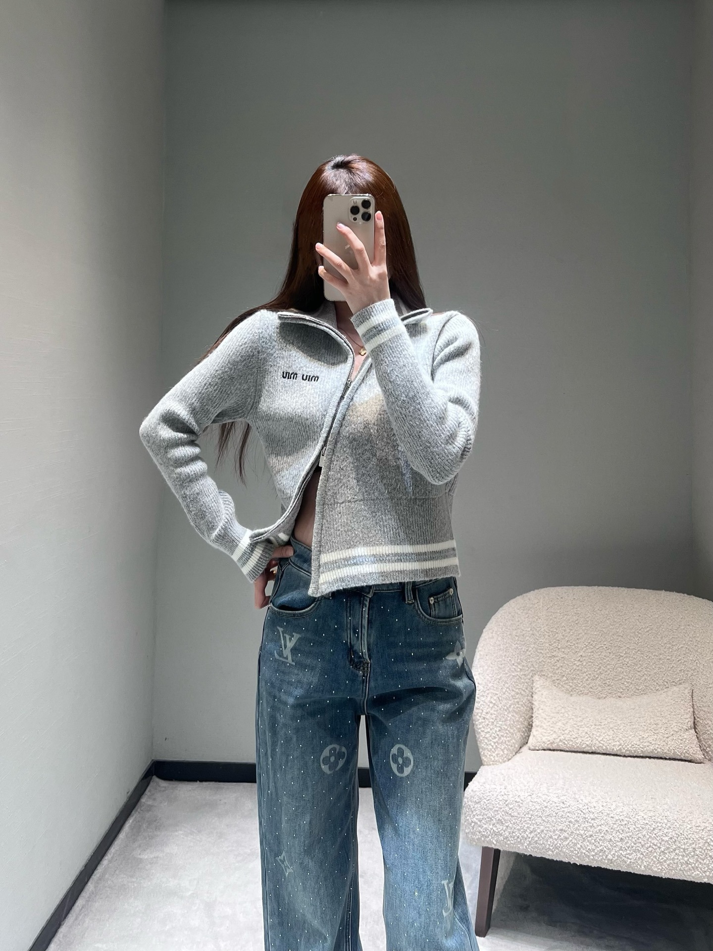 미*미* 26SS 봄 신상 사선 지퍼 가디건