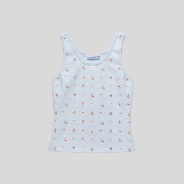 프라다 부케 프린트 립 조직 니트 탱크탑