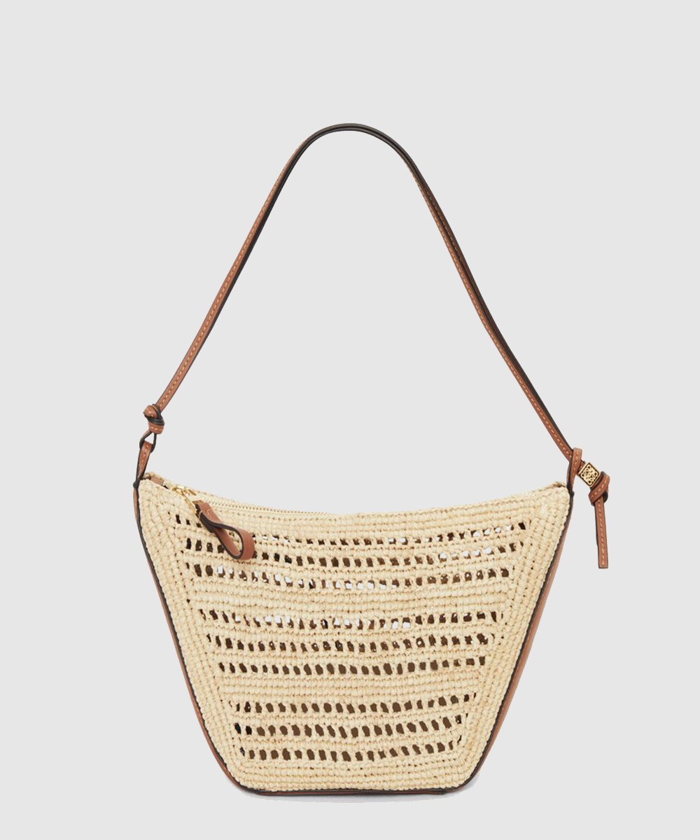 로에베 미니 해먹 호보 라피아 & 카프스킨