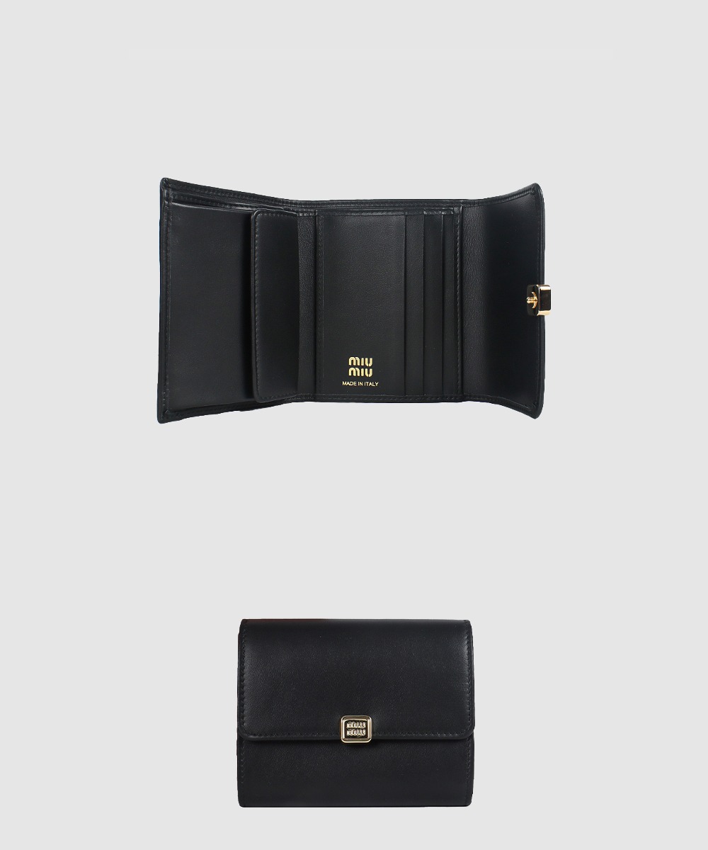 미우미우 로고 레더 반지갑 5MH040