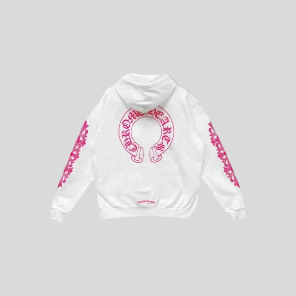  크롬하츠 홀스슈 플로랄 플리스 집업 후드 화이트