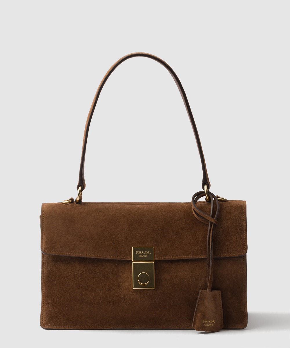 프라다 소프트 사운드 미디엄 스웨이드 숄더백 1BN023