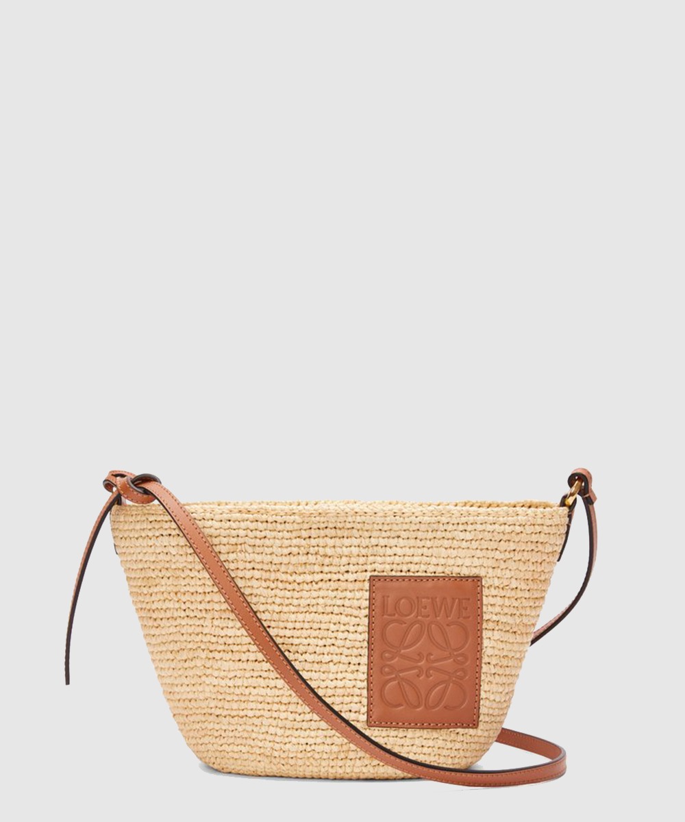 로에베 슬릿 포셰트백 라피아 & 카프스킨