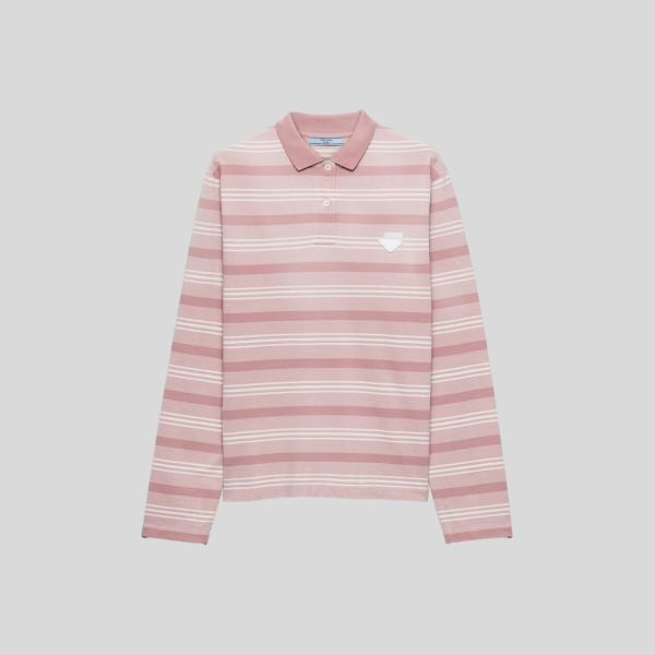 프라다 롱슬리브 스트라이프 피케 폴로 셔츠