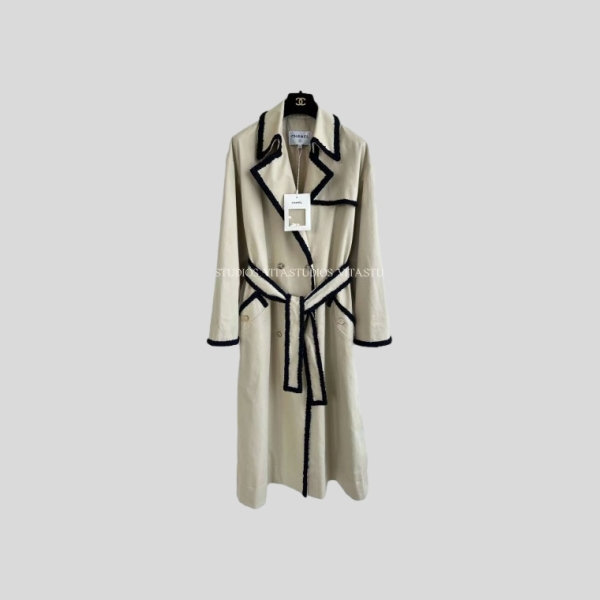 샤넬 콘트라스트 엣지 트렌치 코트