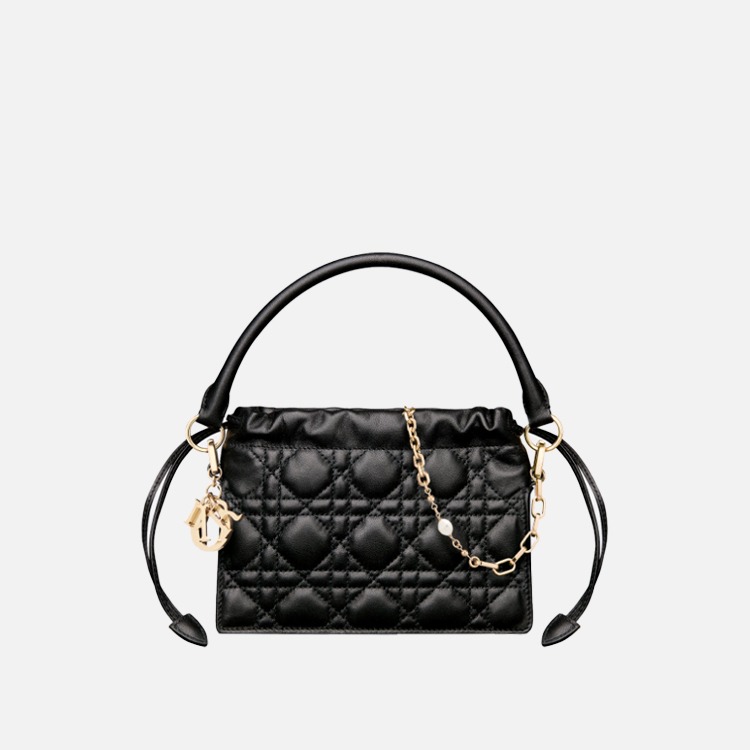 디올 레이디 미니 탑 핸들 드로우스트링 백