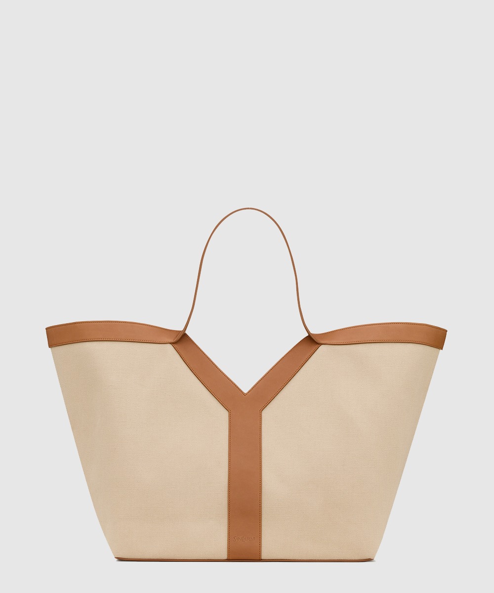 생로랑 캔버스와 가죽 소재의 y 토트 817602