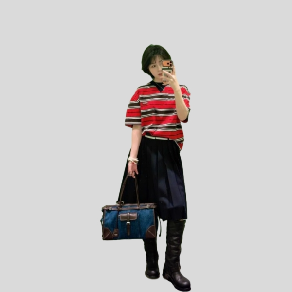 프라다 루즈핏 크루넥 반팔 티셔츠