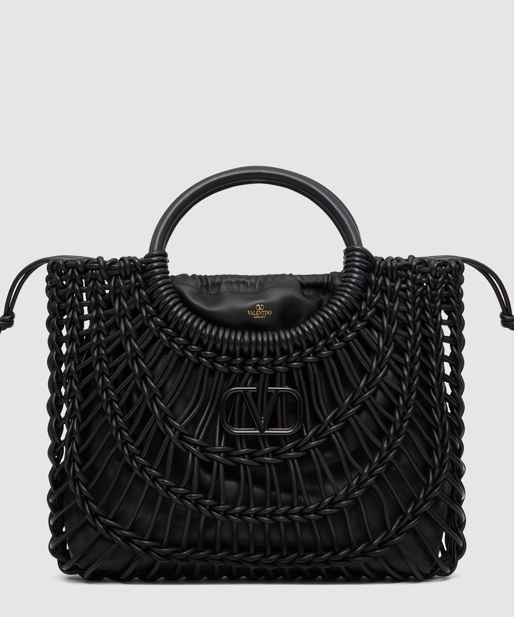 발렌티노 올노트 우븐 가죽 쇼퍼백