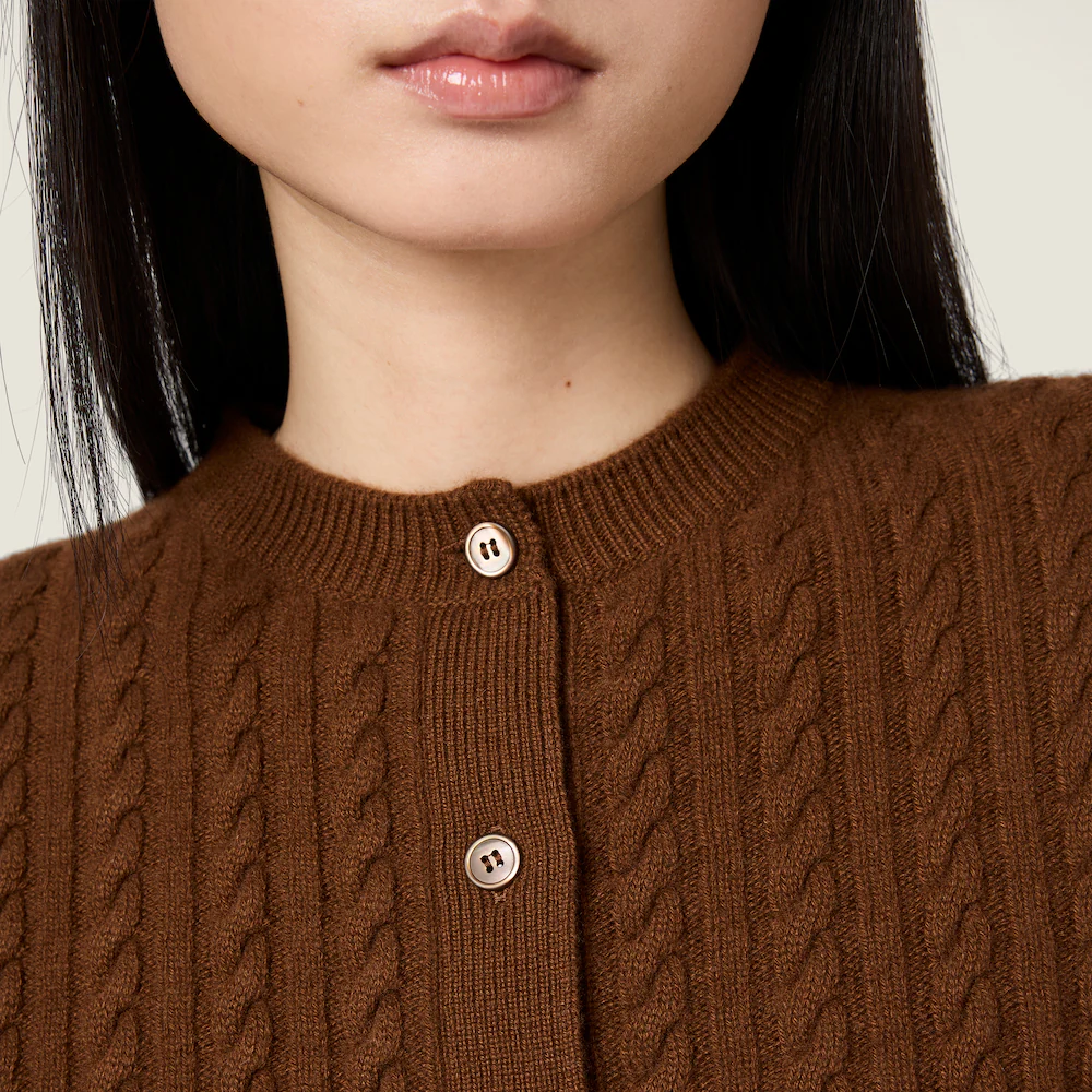 미우미우 케이블 니트 캐시미어 가디건