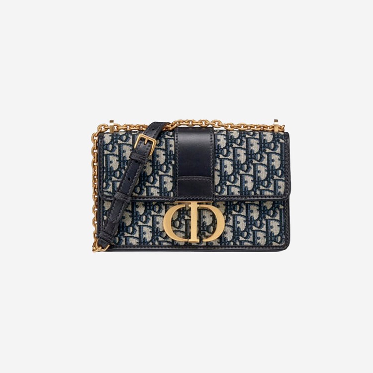 디올 30 몽테인 블루 오블리크 자카드 체인백 