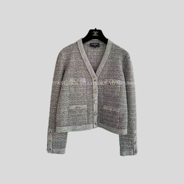 샤넬 체크 포켓 가디건