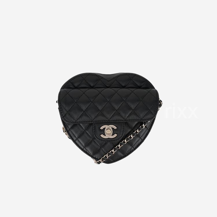 샤넬 하트백 램스킨 & 골드 메탈 블랙 