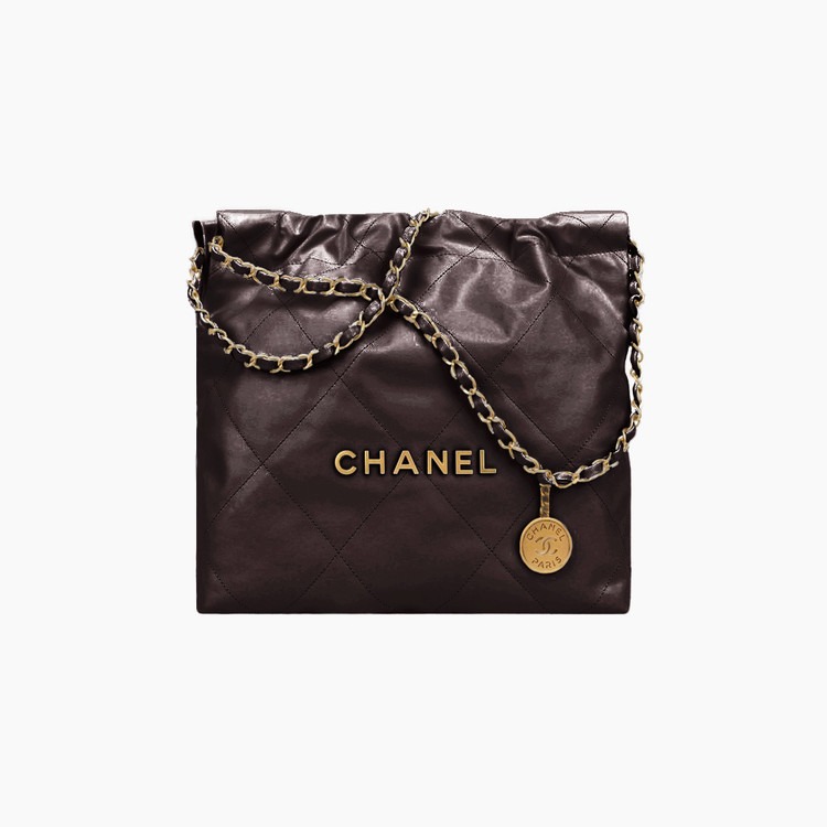 샤넬 22백 미디움 초코 브라운 골드